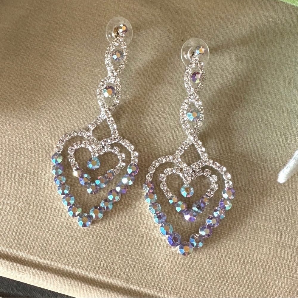 Rhinestone heart earrings